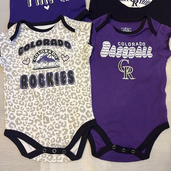 NEW [MLB] Colorado Rockies Girls Growth Stage Set of 4x, Baby 0/3 to 3/6 Months - Picture 3 of 12
